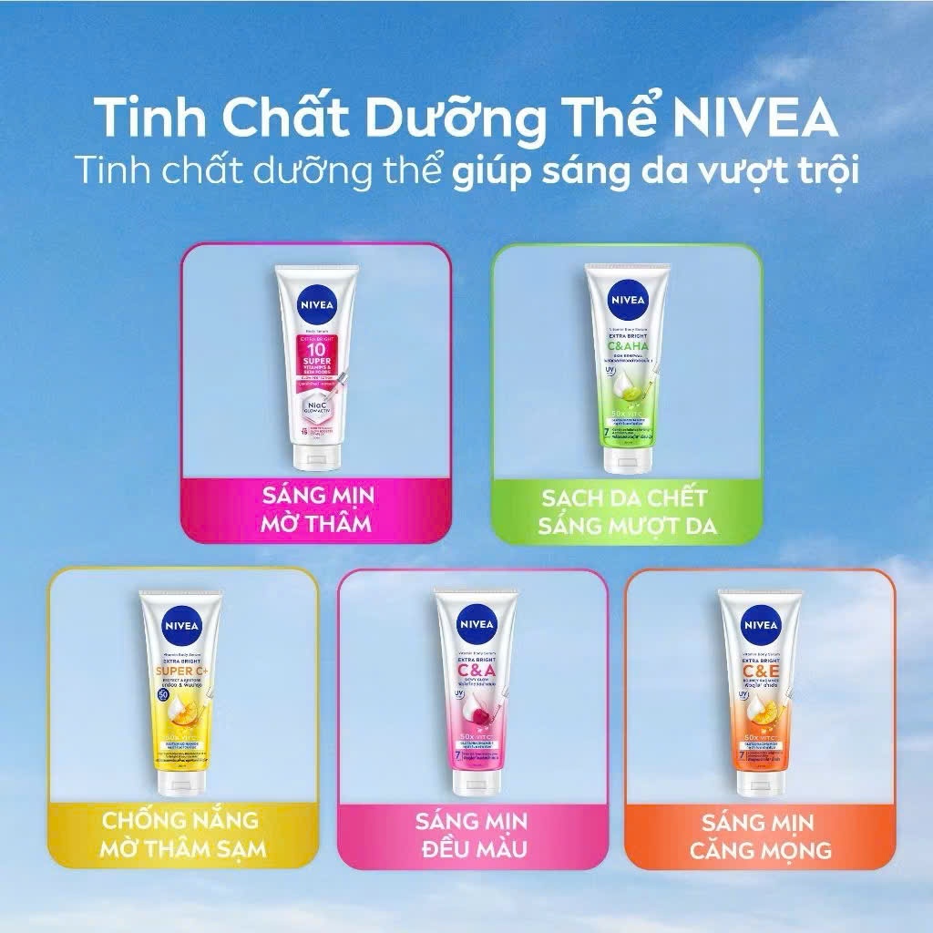 Serum Dưỡng Thể NIVEA 10 Super Vitamins & Skin Foods Sáng Da Mờ Thâm Sau 5 Ngày (170 ml)