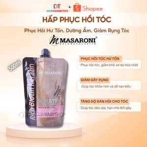 Hấp Phục Hồi Túi MASARONI Keratin Treatment Mask 500ml - Phục Hồi Hư Tổn, Dưỡng Ẩm, Giảm Gãy Rụng.