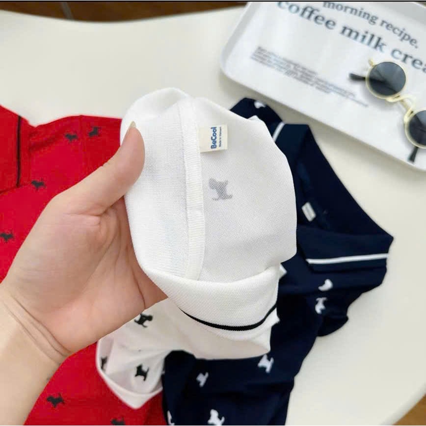 Áo Polo Cho Bé Trai In Hình Chó Chất Liệu Cá Sấu Dành Cho Bé 9-42kg