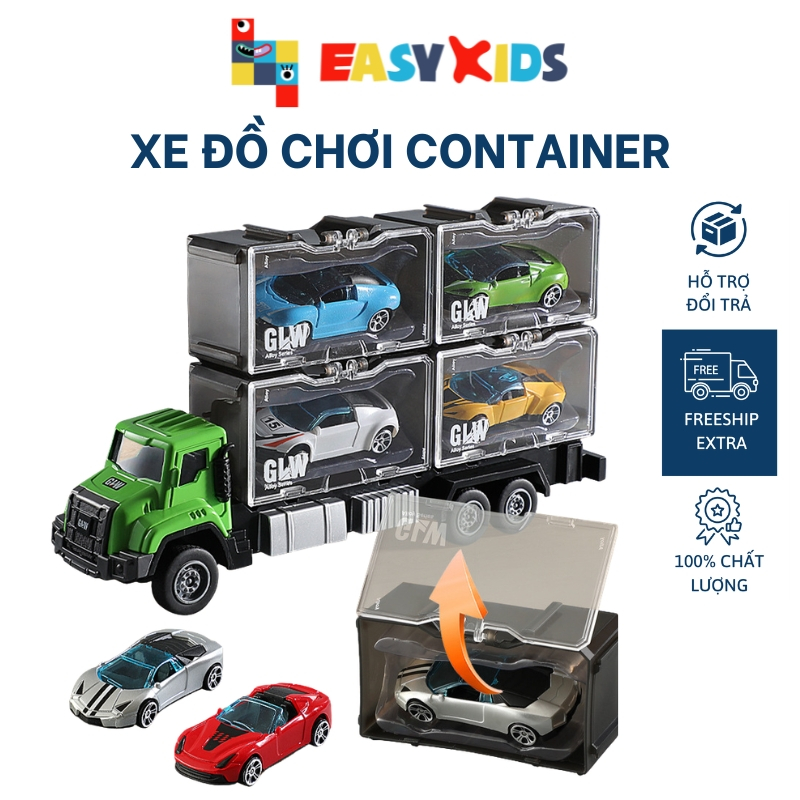 Xe Tải Đồ Chơi Container Chở Hàng Tỷ Lệ Kích Cỡ 1:40 Nhiều Mẫu Kèm Xe Mini Phụ Kiện