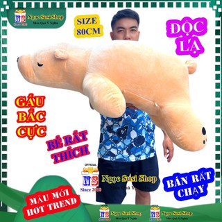 GẤU BÔNG THÚ NHỒI BÔNG HÌNH GẤU BẮC CỰC SIZE 80CM – CHẤT NHUNG MỊN SIÊU MỀM CAO CẤP