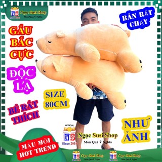 GẤU BÔNG THÚ NHỒI BÔNG HÌNH GẤU BẮC CỰC SIZE 80CM – CHẤT NHUNG MỊN SIÊU MỀM CAO CẤP