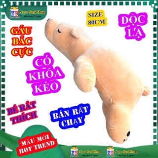 GẤU BÔNG THÚ NHỒI BÔNG HÌNH GẤU BẮC CỰC SIZE 80CM – CHẤT NHUNG MỊN SIÊU MỀM CAO CẤP