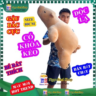 GẤU BÔNG THÚ NHỒI BÔNG HÌNH GẤU BẮC CỰC SIZE 80CM – CHẤT NHUNG MỊN SIÊU MỀM CAO CẤP
