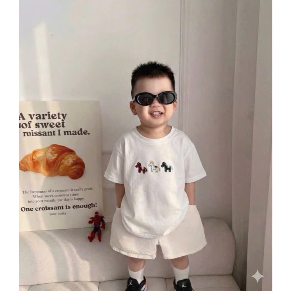 Áo Xinh Mẹ Vs Bé Thêu Ngựa 2 Mầu Chất Cotton 4 Chiều