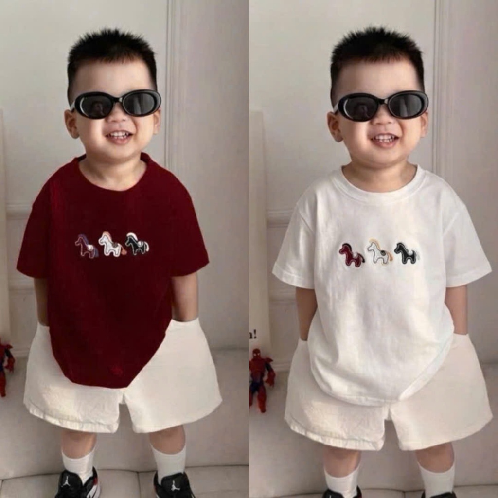 Áo Xinh Mẹ Vs Bé Thêu Ngựa 2 Mầu Chất Cotton 4 Chiều