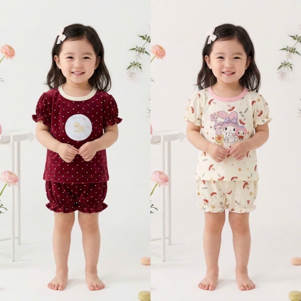 Sét Bộ Đồ Quần Áo Bèo Họa Tiết Hoạt Hình Dễ Thương Dành Cho Bé Từ 9-35kg Chất Xu 4 Chiều