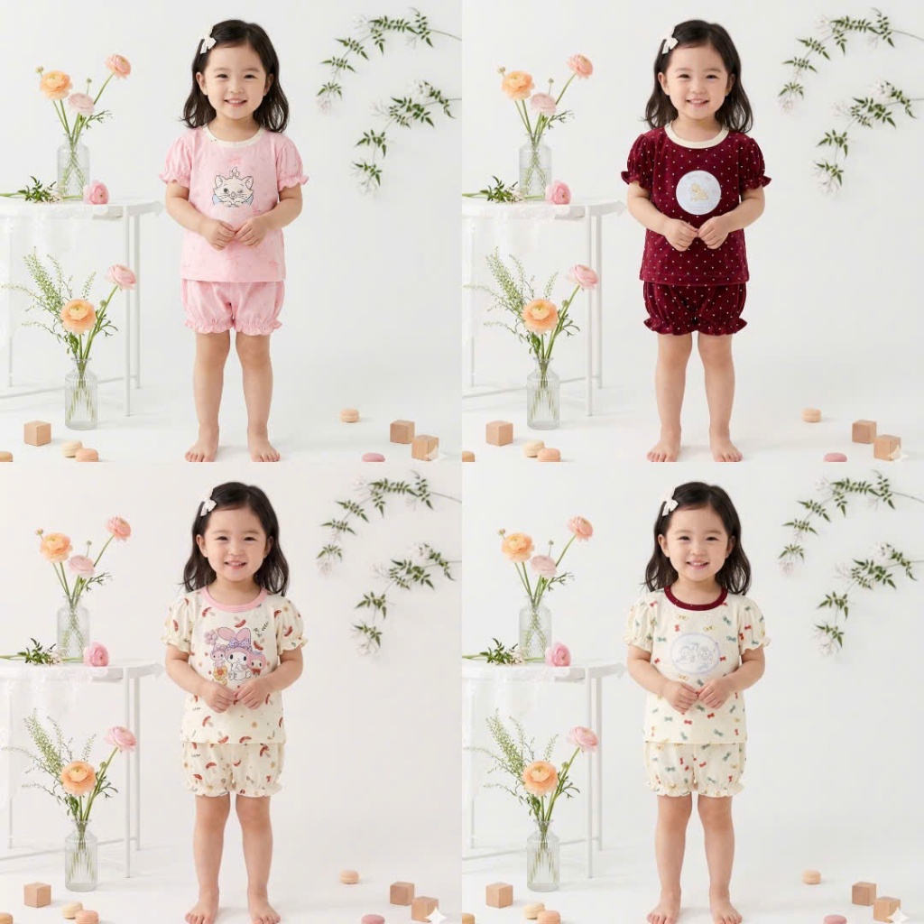 Sét Bộ Đồ Quần Áo Bèo Họa Tiết Hoạt Hình Dễ Thương Dành Cho Bé Từ 9-35kg Chất Xu 4 Chiều