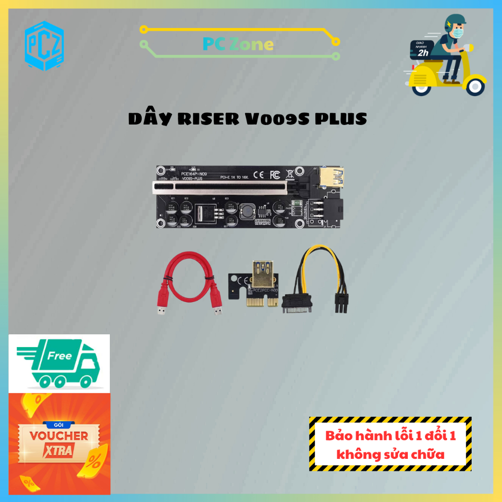 Dây Riser VER009s plus 8 tụ điện Chất Lượng Cao phiên bản gold Pci-E 1x ...