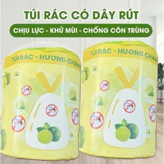 Combo 3 cuộn túi đựng rác hương chanh xua đuổi côn trùng, có dây rút, tự hủy sinh học (50 túi/cuộn)