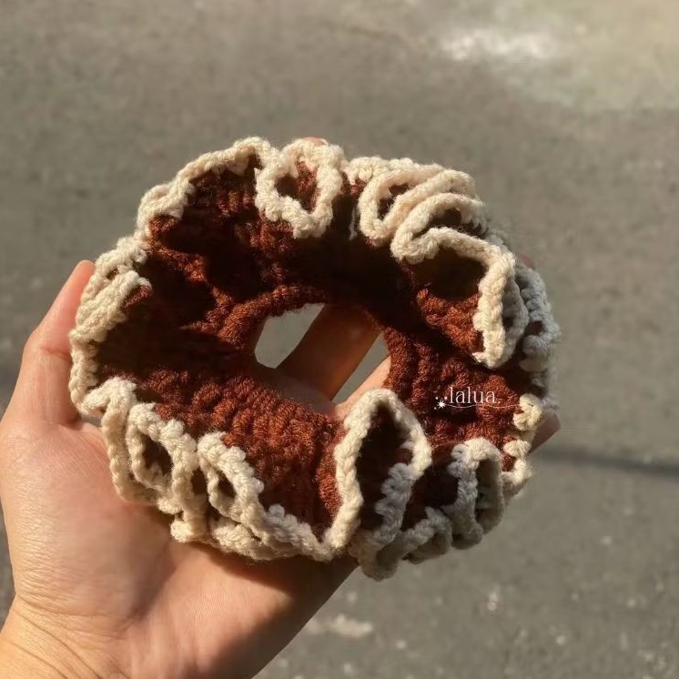 Cột Tóc Scrunchies Gợn Sóng Bằng Len Sợi