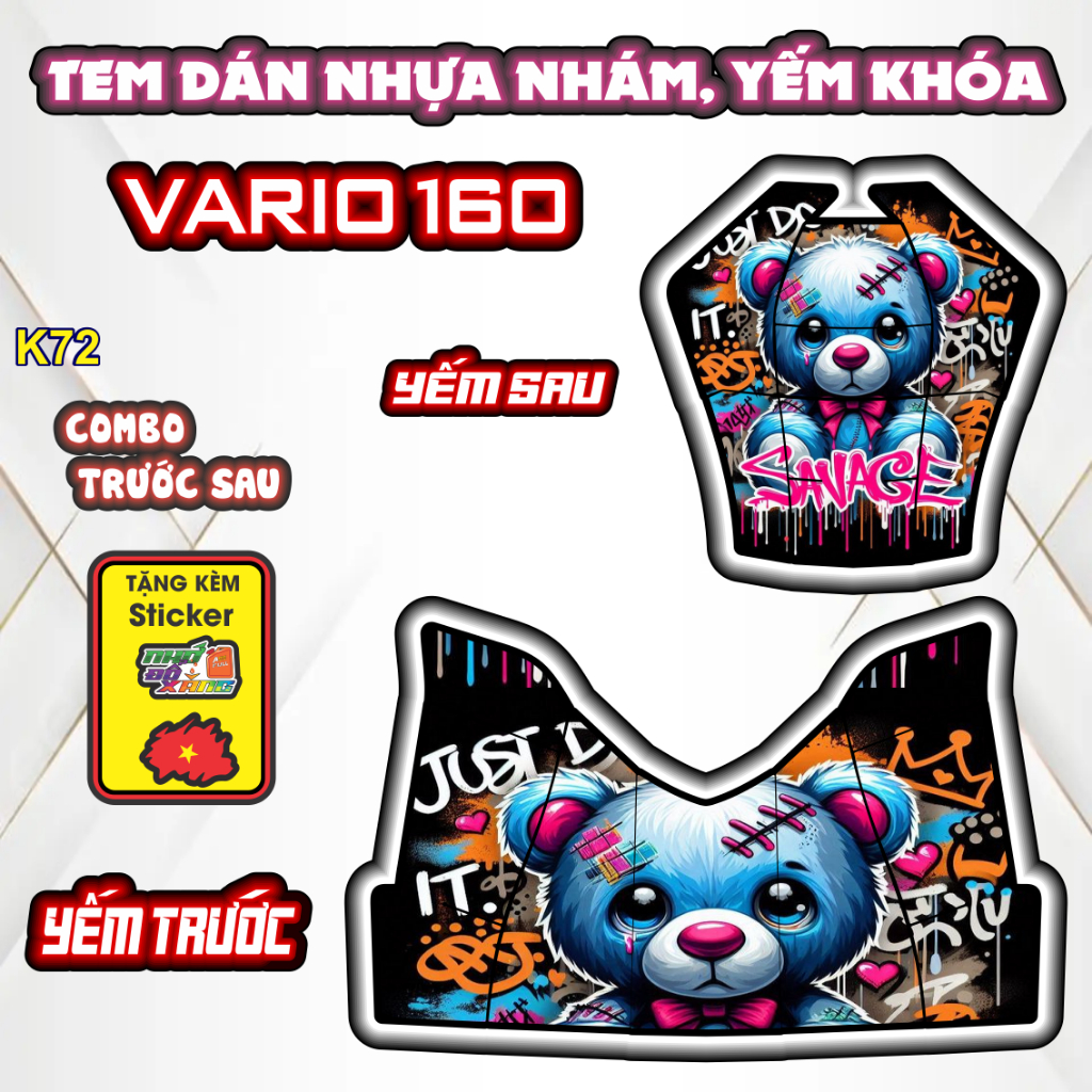 [Xả Kho] Tem Dán Nhựa Nhám VARIO 160 Giá Sỉ - Sticker Trang Trí Xe Máy Chống Bay Màu.