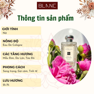 Nước Hoa Nữ Chiết Peony Blush Suede BLANC PERFUME, Dầu Thơm Hương Hoa Cỏ, Sang Trọng, Thanh Lịch