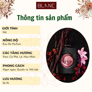 Nước Hoa Nữ O.p.i.u.m BLANC PERFUME, Dầu Thơm Hương Vani, Quyến Rũ, Ngọt Ngào, Bí Ẩn