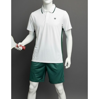 Bộ Thể Thao Nam Wilson Polo Trắng Viền Xanh + Quần Short Xanh | Pickleball Tennis Chính Hãng 2026 Mới