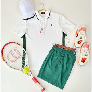 Bộ Thể Thao Nam Wilson Polo Trắng Viền Xanh + Quần Short Xanh | Pickleball Tennis Chính Hãng 2026 Mới
