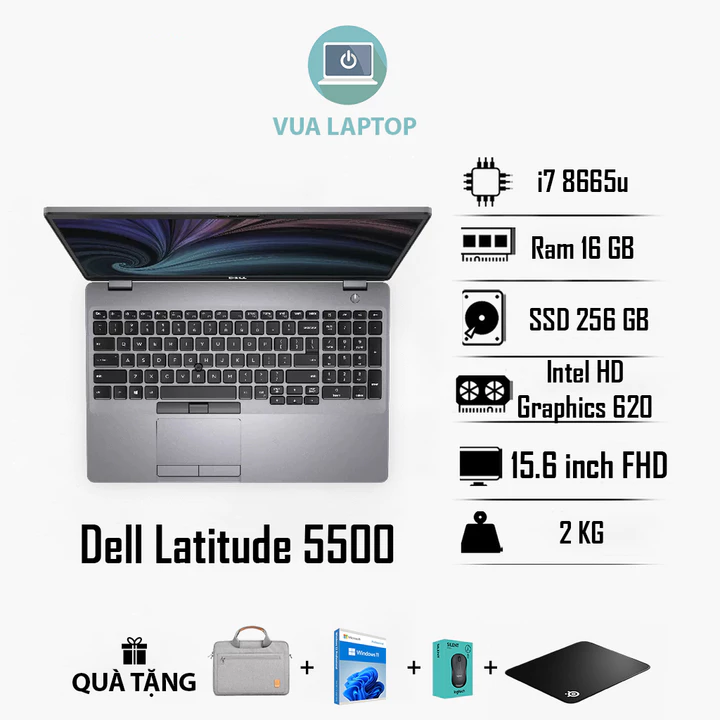 Laptop Dell Latitude 5500 Core i7 8665U | RAM 16G | SSD 256G | Màn 15.6" FHD - Máy Nhập Khẩu Mới 99%