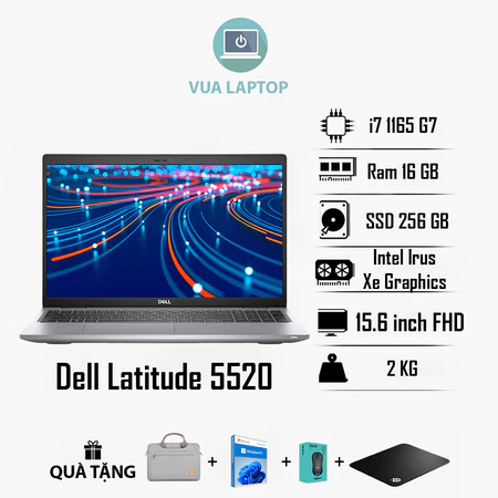 Laptop Doanh Nhân Dell Latitude 5520 i7-1165G7 | RAM 16GB SSD 256GB | 15.6" FHD IPS | Chuyên Code, Đồ Họa
