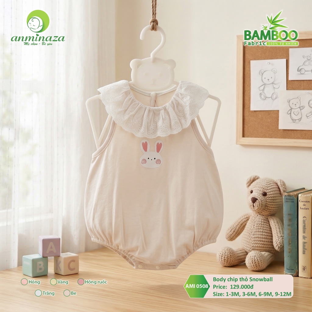 Body Chip Thỏ Snowball Anminaza Chất Vải Sợi Tre Petit Mềm Mịn Co Dãn - Hàng Chính Hãng AMI0508