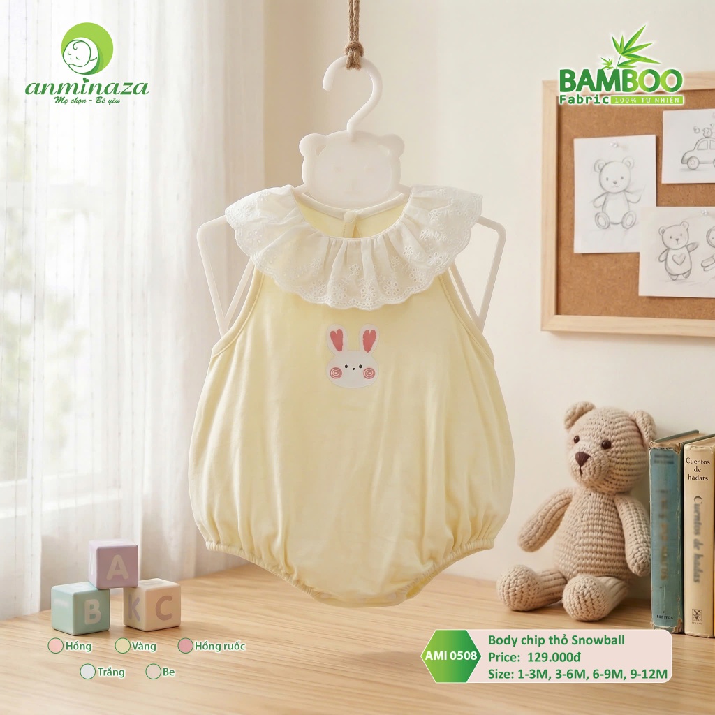 Body Chip Thỏ Snowball Anminaza Chất Vải Sợi Tre Petit Mềm Mịn Co Dãn - Hàng Chính Hãng AMI0508