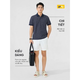 Áo polo nam regular YODY họa tiết kẻ ngang vải pique cotton MCPO25A375