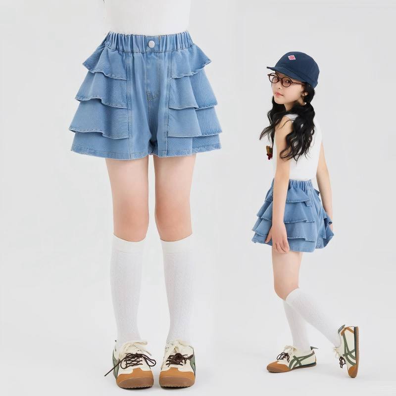 Quần sooc jeans váy 3 tầng cho bé size đại BEESHOP H26001