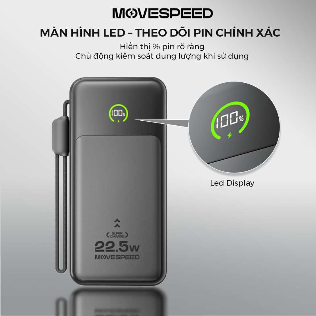 Sạc dự phòng Movespeed 20000mAh 22.5W sạc nhanh có cáp Type C iOS Android | Bảo hành 12 tháng | BigBuy360 - bigbuy360.vn