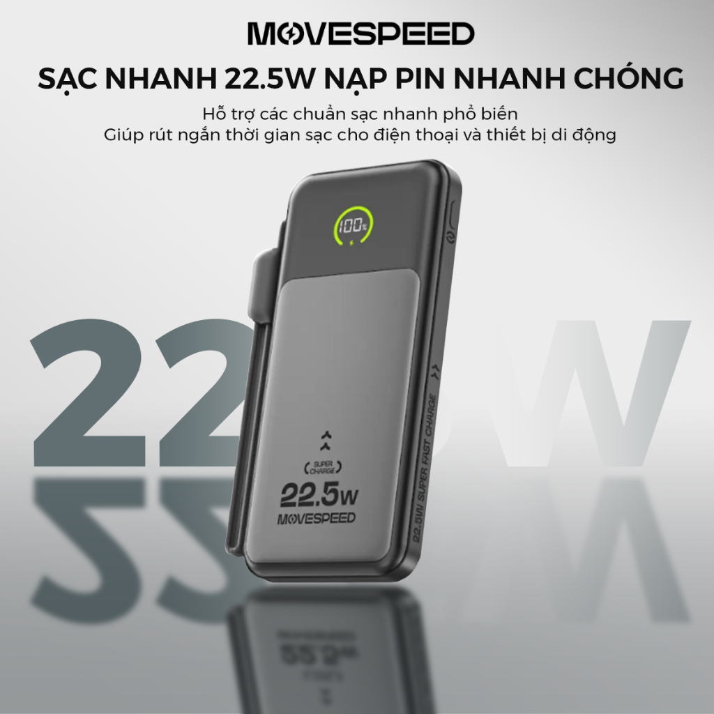 Sạc dự phòng Movespeed 20000mAh 22.5W sạc nhanh có cáp Type C iOS Android | Bảo hành 12 tháng | BigBuy360 - bigbuy360.vn