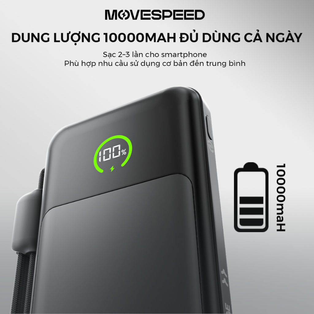 Sạc dự phòng Movespeed 20000mAh 22.5W sạc nhanh có cáp Type C iOS Android | Bảo hành 12 tháng | BigBuy360 - bigbuy360.vn