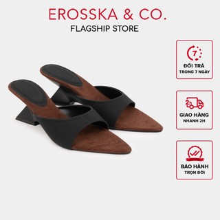 Erosska - Guốc cao gót nữ mũi nhọn kiểu dáng trendy chất liệu satin lụa êm mềm cao 5cm - EM155