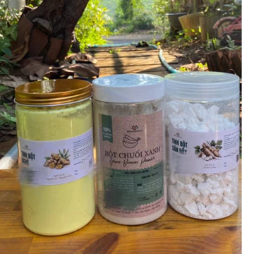 Combo tinh bột nghệ, bột sắn dây,bột chuối xanh tốt cho tiêu hoá, giảm cân, đẹp da đẹp dáng, dễ pha dễ uống, tiện dụng