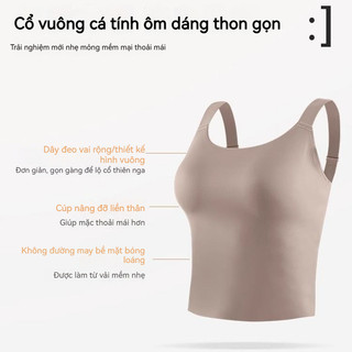 Áo Tank Top Có Đệm Ngực 2in1 Vải Bóng M-4XL - Không Cần Mặc Áo Ngực, Dây Rộng Ôm Body, Mặc Ngoài Thoải Mái
