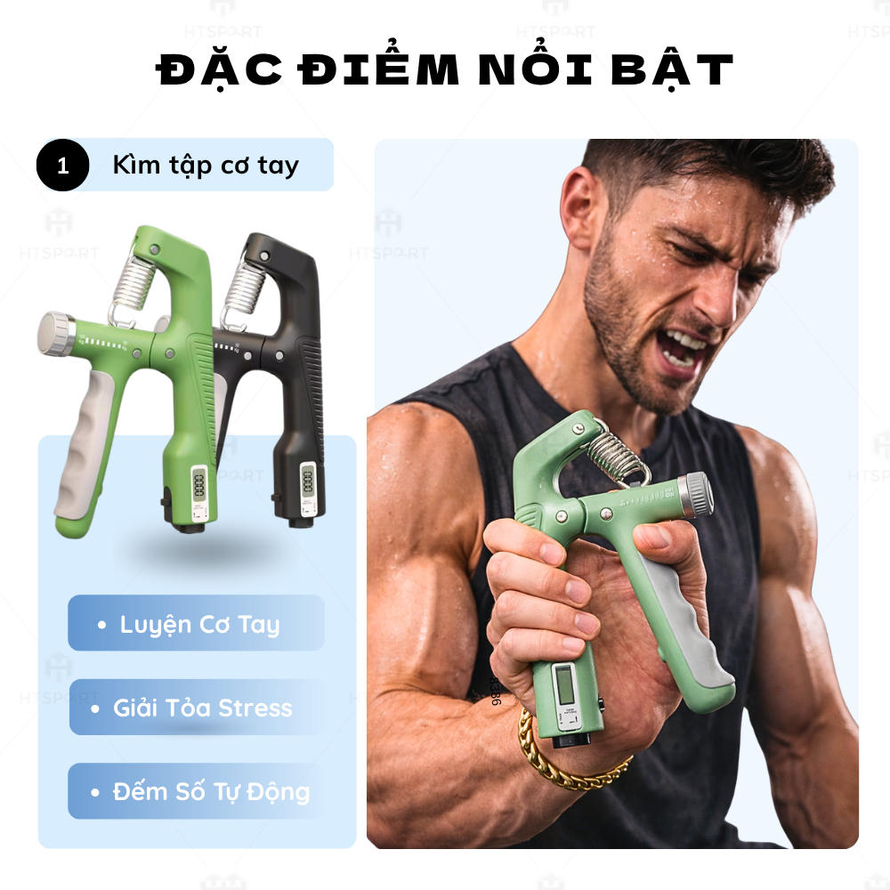 Kìm Bóp Tay Điện Tử Dụng Cụ Tập Cơ Tay Chữ R Tập Gym Tại Nhà Cường Độ 10-100KG, Có Bộ Đếm Số Tự Động