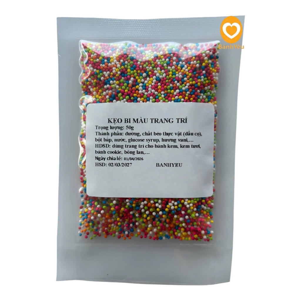 Kẹo bi, kẹo cốm Trang Trí bánh- Kẹo Bông Đường Trang Trí Bánh Kem CHIA lẻ 50G