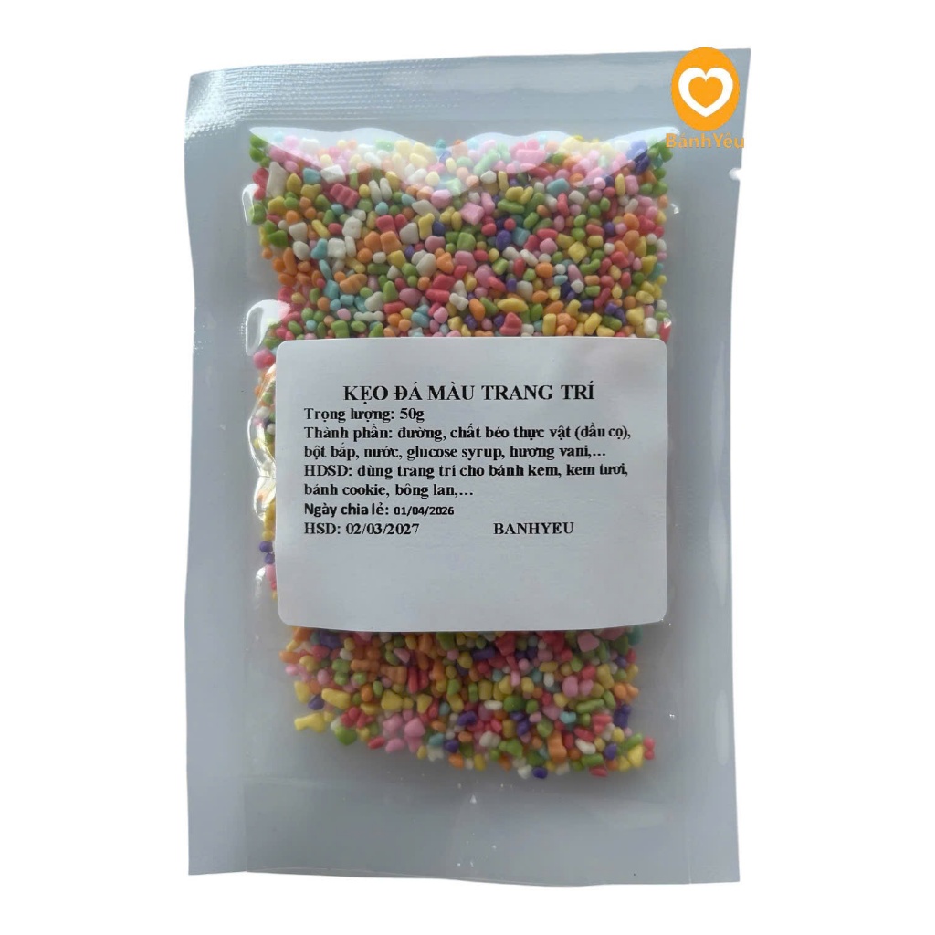 Kẹo bi, kẹo cốm Trang Trí bánh- Kẹo Bông Đường Trang Trí Bánh Kem CHIA lẻ 50G