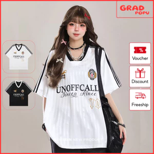 Áo thể thao nữ GRADPOPU in họa tiết chữ ngắn tay kiểu dáng thoải mái rộng rãi cho mùa hè AN258