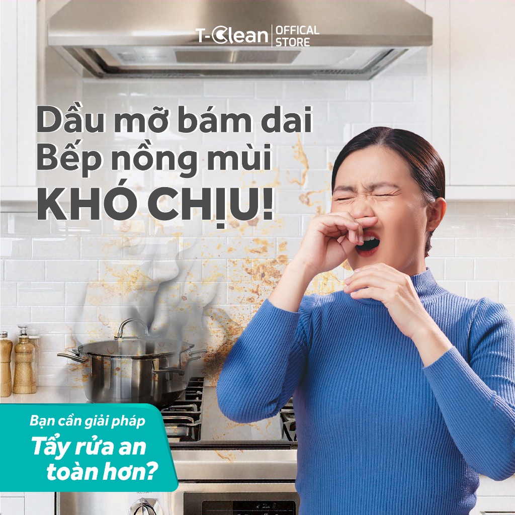 Xịt lau bếp T-Clean Tẩy dầu mỡ TClean TP Tự Nhiên, Vệ Sinh Sạch Bếp, Nồi chiên, Lò nướng,,