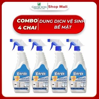 Combo 4 Chai Dung Dịch Xịt Diệt Khuẩn VinRox 500ml  – Khử Mùi, Vệ Sinh Bề Mặt Hiệu Quả