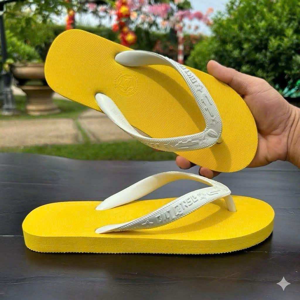 Dép Nam Cá Sấu Vàng - Đen Made in Thái Lan Đế Cao Su Đúc Nguyên Khối Bền Bỉ Chắc Chắn Kiểu Dáng Xỏ Ngón Thoải Mái