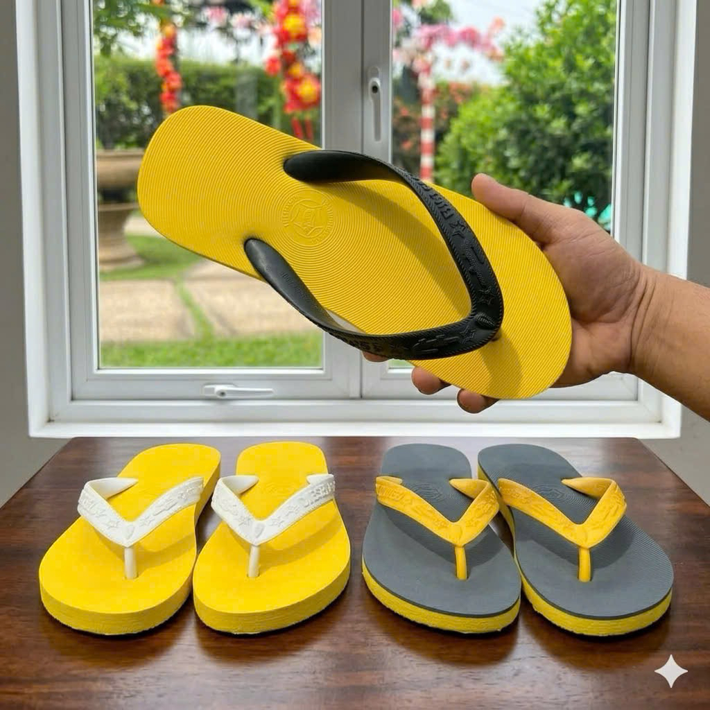 Dép Nam Cá Sấu Vàng - Đen Made in Thái Lan Đế Cao Su Đúc Nguyên Khối Bền Bỉ Chắc Chắn Kiểu Dáng Xỏ Ngón Thoải Mái
