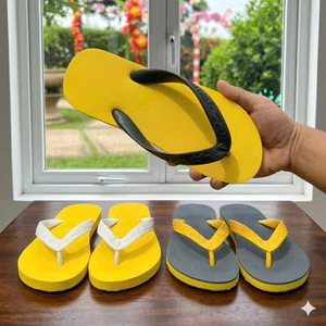 Dép Nam Cá Sấu Vàng - Đen Made in Thái Lan Đế Cao Su Đúc Nguyên Khối Bền Bỉ Chắc Chắn Kiểu Dáng Xỏ Ngón Thoải Mái
