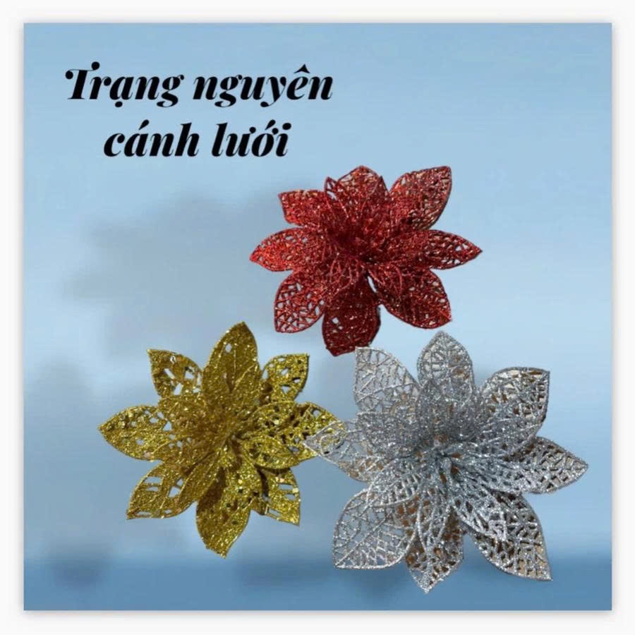 Bông hoa Trạng nguyên KIM TUYẾN CÁNH LƯỚI To 15cm  làm oản,giỏ quà Tết