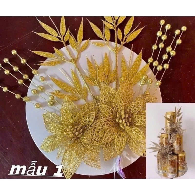 Bông hoa Trạng nguyên KIM TUYẾN CÁNH LƯỚI To 15cm  làm oản,giỏ quà Tết