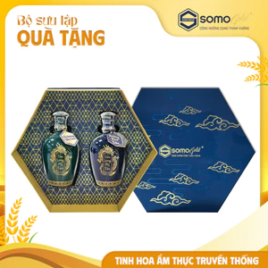Hộp quà SUM VẦY 2 CHAI | Tây Dương Sâm Tửu + Hoàng Hoa Tửu - Bình sứ Bát Tràng - 500ml
