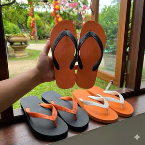 Dép tông Thái Logo Ca Sấu Nền Cam Quai Màu Nổi Bật