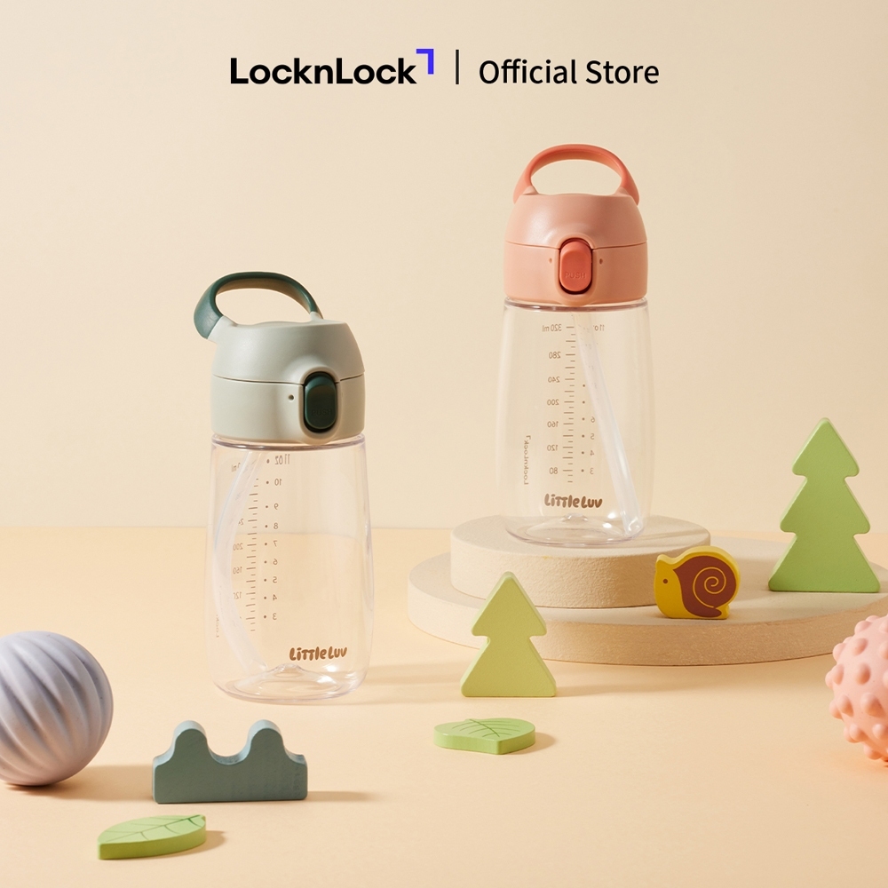 Bình nước cho bé LocknLock có ống hút 410ml, nhựa Tritan Little Luv Switch cap tritan straw cup HAP918- T2CMALL