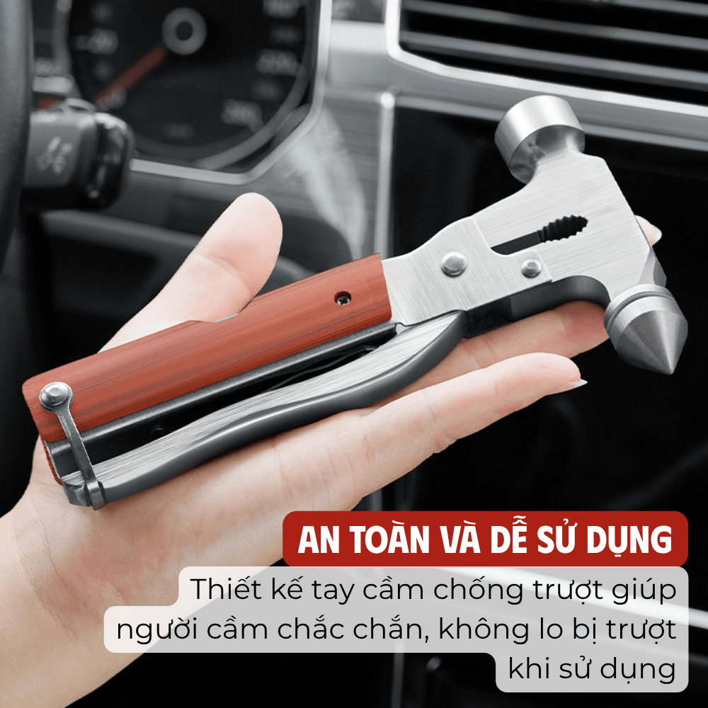 Búa Phá Kính Ô Tô 7in1 Đa Năng Búa Thoát Hiểm, Dao Cắt Dây, Dụng Cụ Sinh Tồn