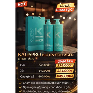 Bộ Gội Xả Kalispro Biotin Collagen 800ml Chính Hãng – Phục Hồi Tóc Hư Tổn, Mềm Mượt, Giảm Gãy Rụng