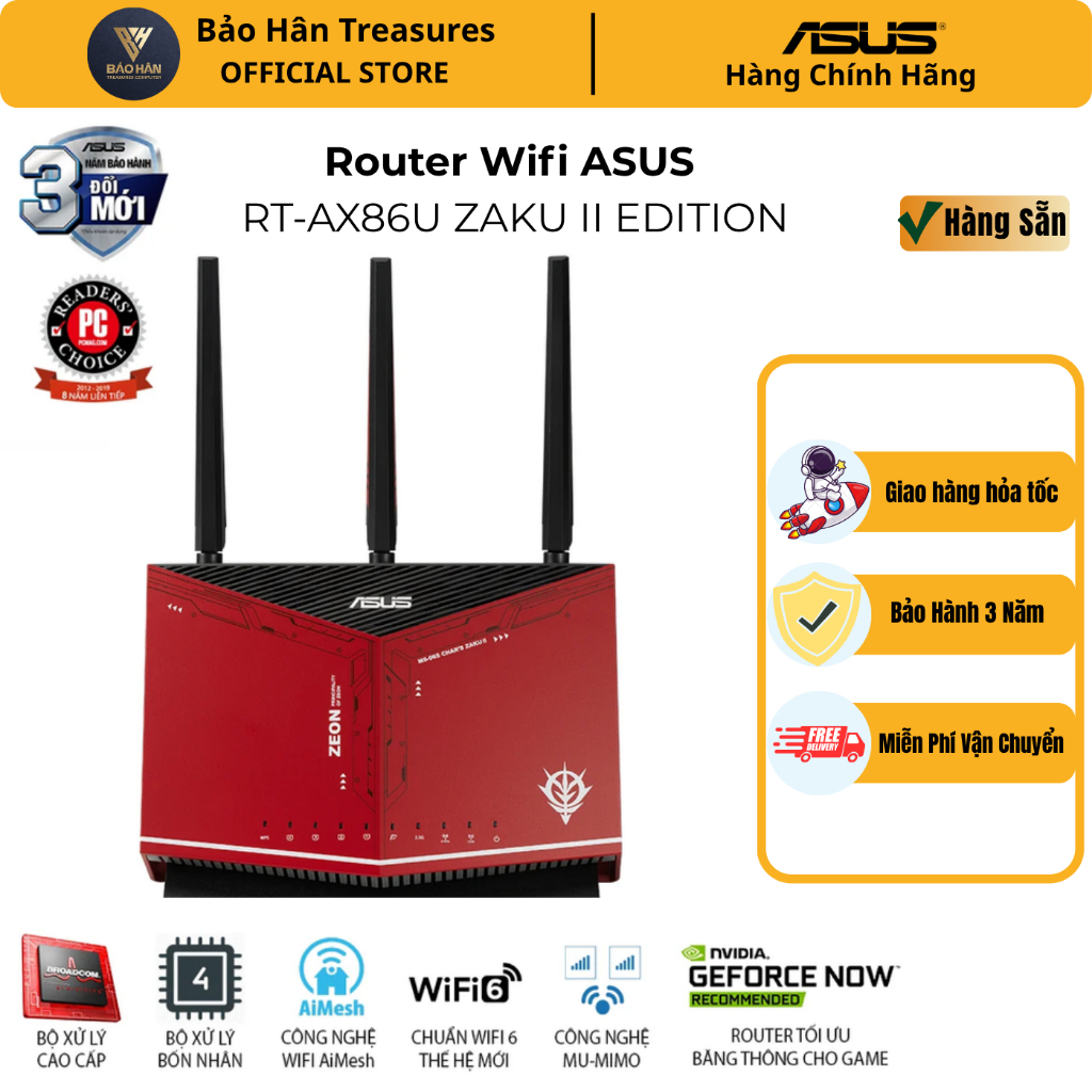 Router Wifi ASUS RT-AX86U ZAKU II EDITION Hai Băng Tần, Chuẩn AX5700 ...