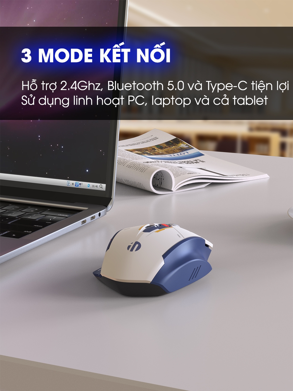Chuột gaming không dây bluetooth SIDOTECH INPHIC F9 gundam V2 sạc pin 3 mode công thái học máy tính - ảnh 5